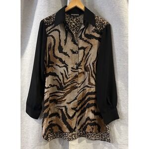 Vintage Mishca Animal Print Sheer Button Up Y2K Size‎ Medium